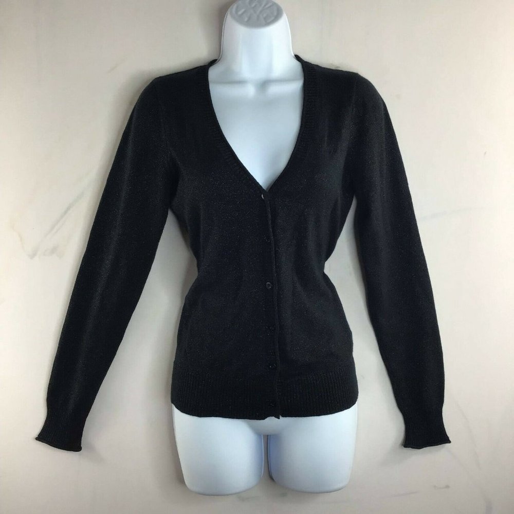 EDC Womens Black Button Front Sweater Long Sleeve Size Small